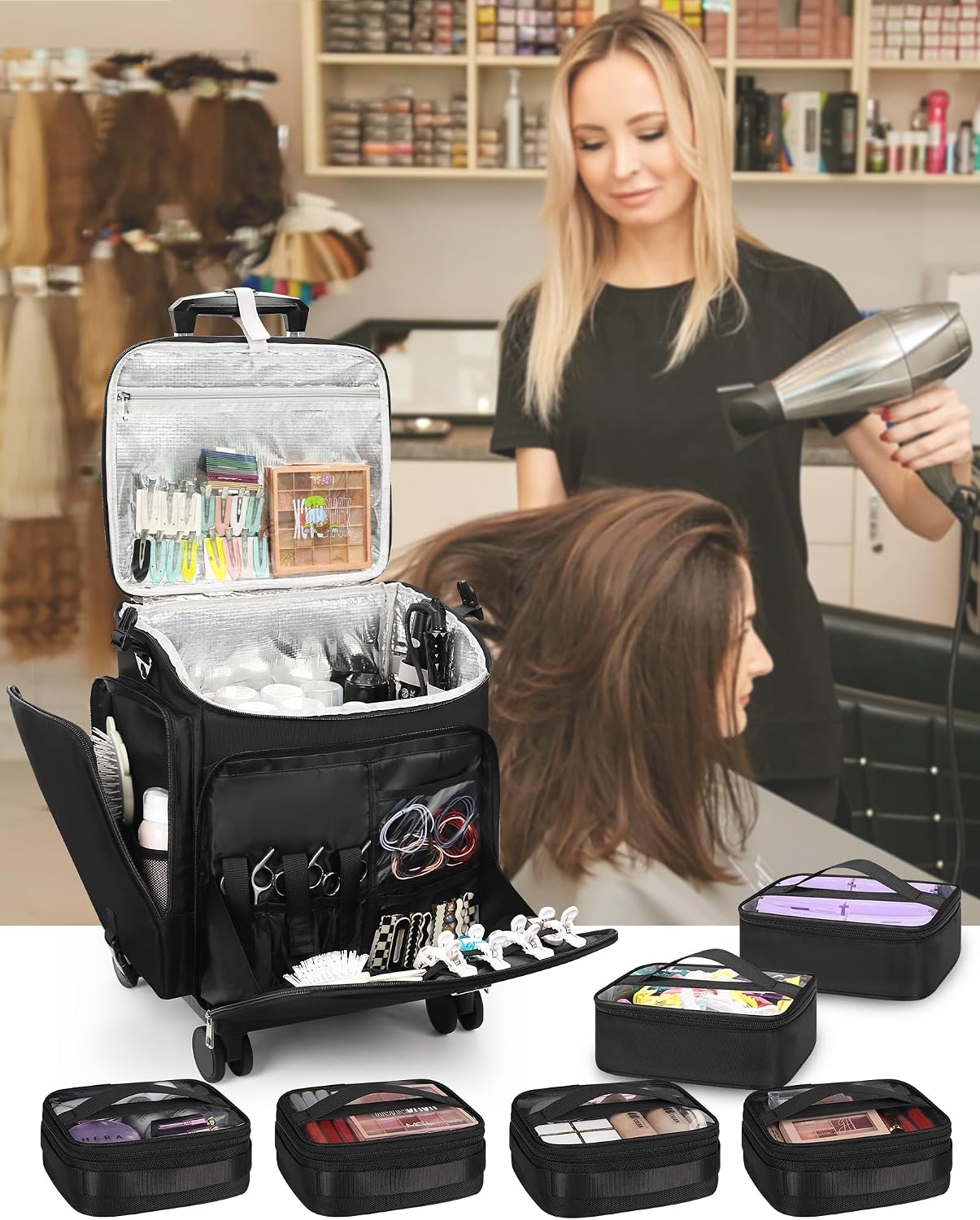 Rolling Makeup Case Hair Tools - đánh giá và giá Tool Bag