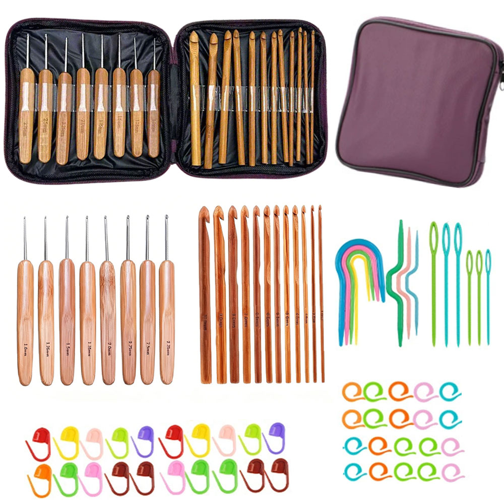 74pcs Bamboo Crochet Hooks Set - đánh giá và giá Tool Set